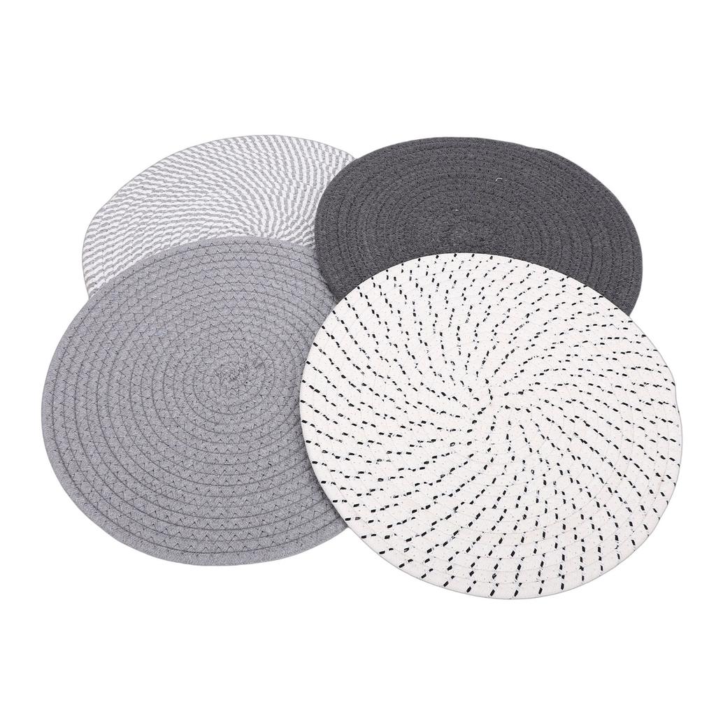 4 Pcs 13 Inch Round Woven Placemat Set Non Slip Bohemian Table Place Mats Heat Resist for Kitchen Dining
