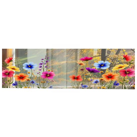 Spring Summer Flower Butterfly Window Cling Colorful Floral Window Sticker Removable Double-Sided Static Decals for Home Office Classroom Decor