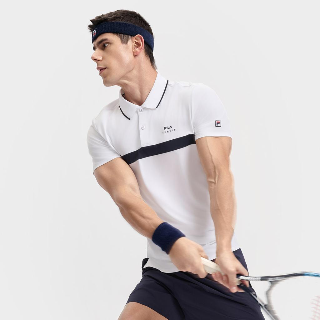 New FILA Athletics Tennis Polo Shirt Men's Jade White WT A11M523110F-WT