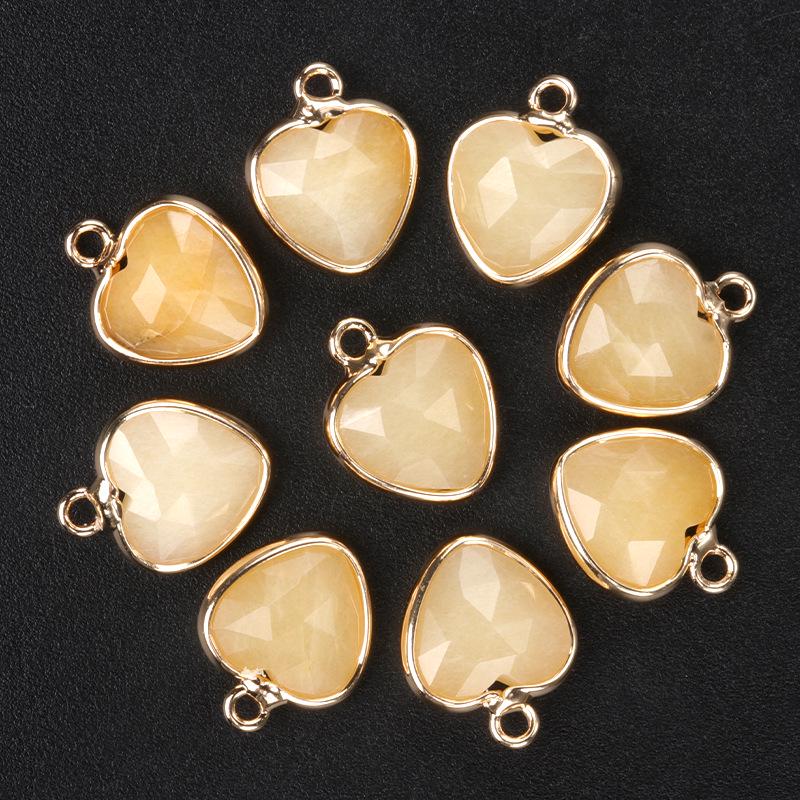 11mm Heart Cut Semi-Precious Stone Bread Edge Pendant for DIY Jewelry