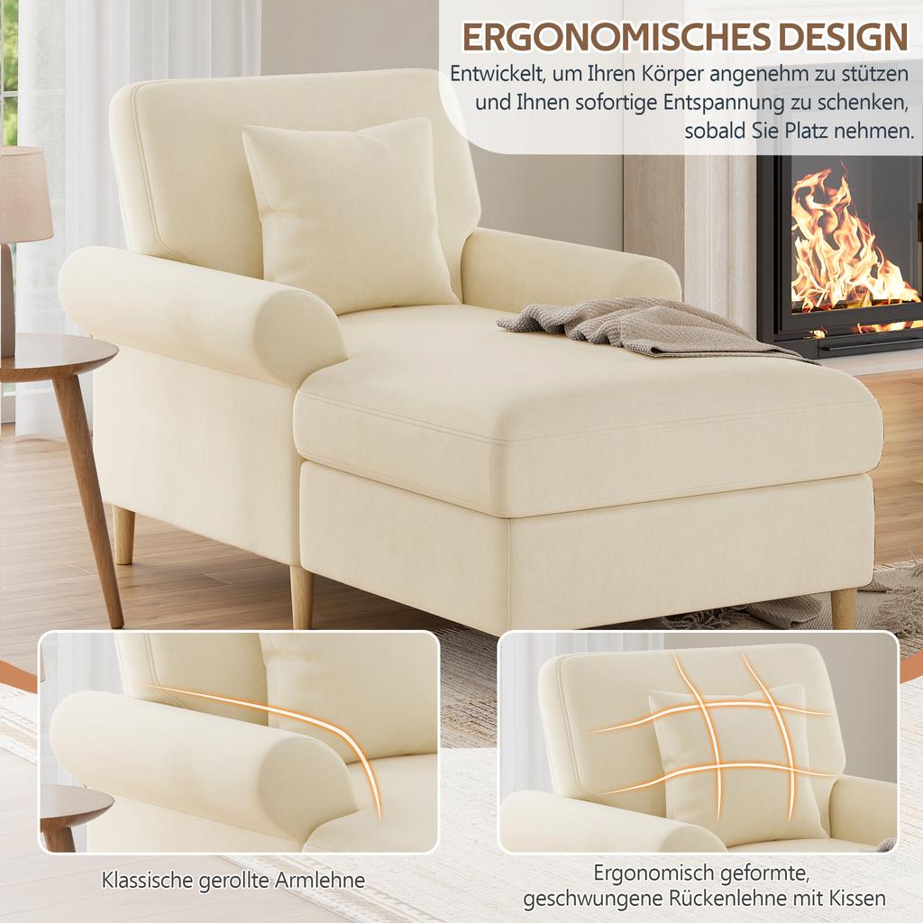 Sillón reclinable tapizado, Sillón cama plegable, Sillón de lectura grande XXL, Sillón de terciopelo, Puf para sala de estar y dormitorio, Beige