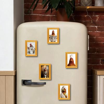 1/5/6 Stuks Drinkend Dier Kat Koelkastmagneet Vintage Houten Frame Dierlijke Koelkastmagneet Huis Keuken Kantoor Decoratie Dierenvriend Cadeau
