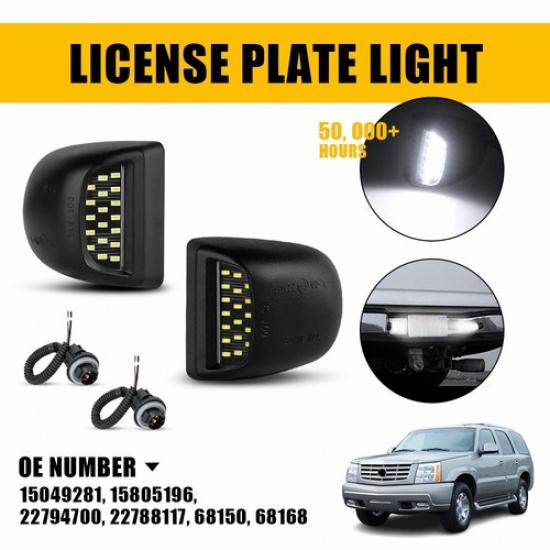 2X LED Plate License Light & Wiring Harness Socket For 1999-2013 GMC Sierra 1500