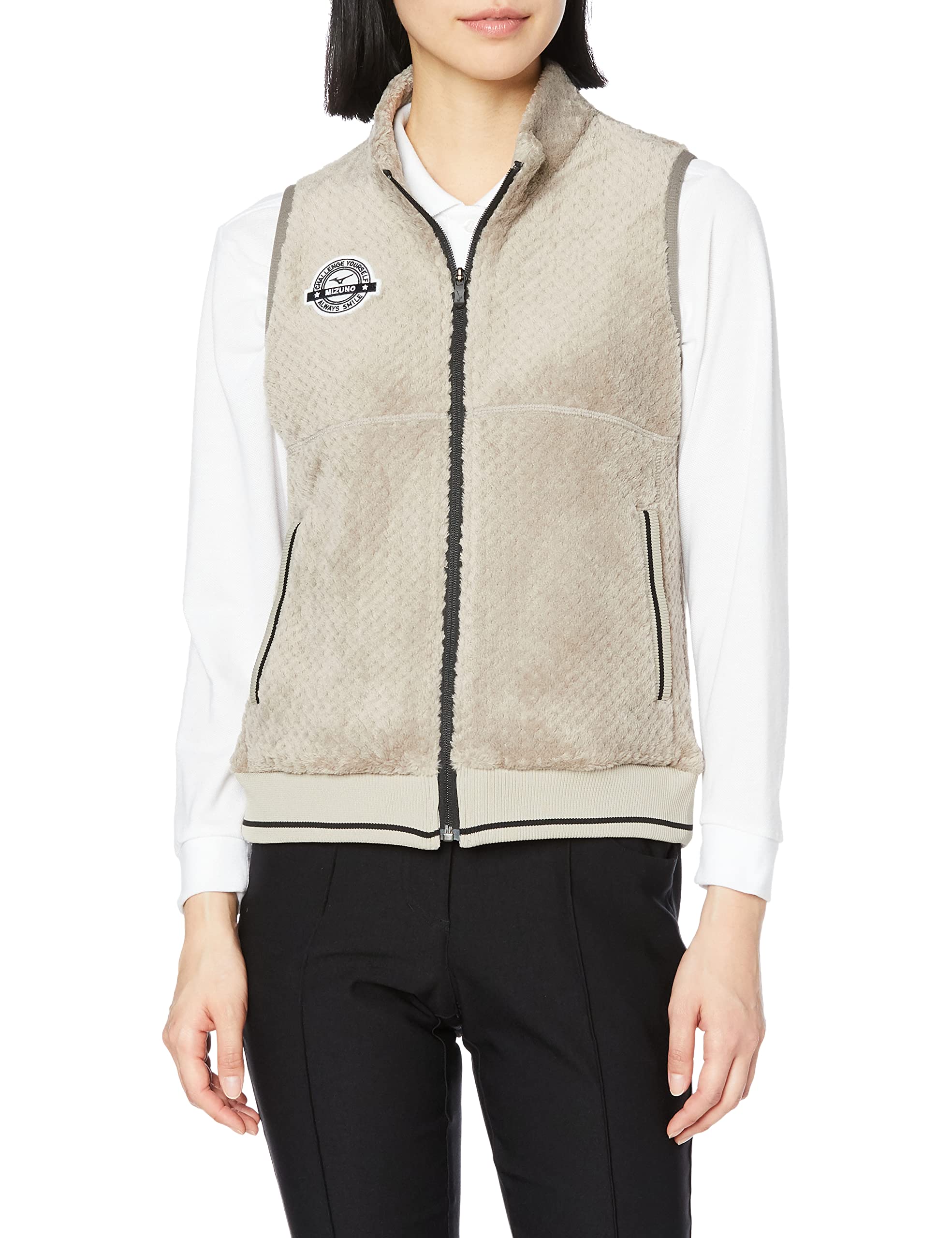 

Mizuno Polartec High Loft Fleece Mushroom Size L for Warmth and Golf Wear Women s Vest, Gray, (E2JC1701),