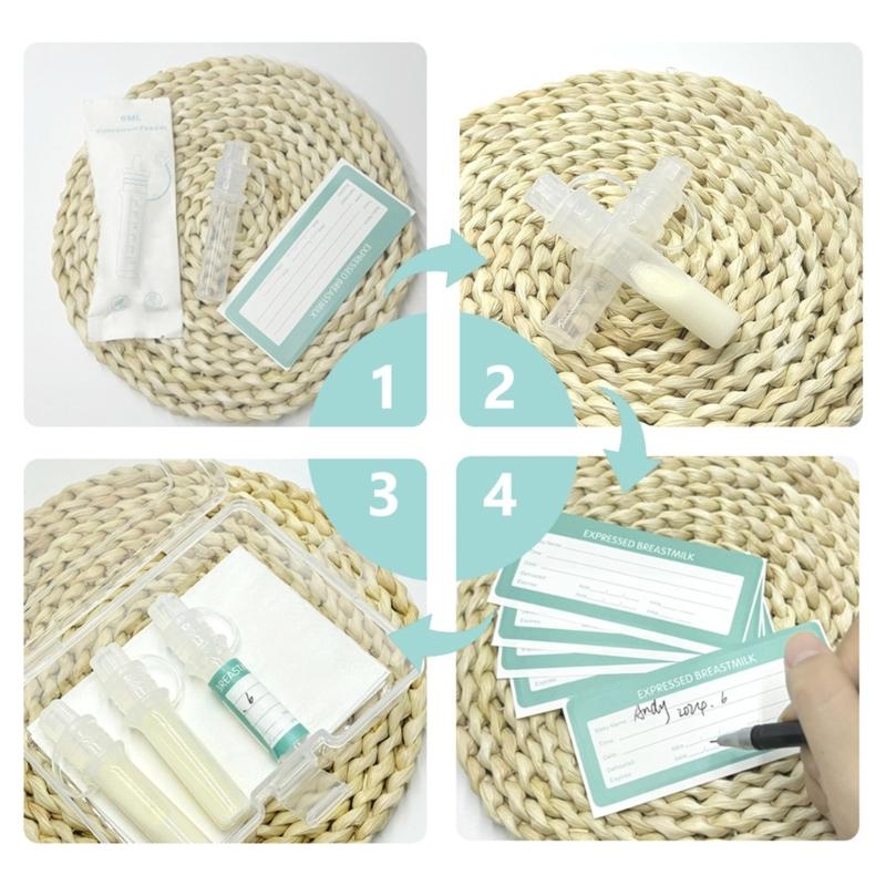 Set di 6 Pezzi Tubi Contenitore Colostro per Alimentazione Neonato Mamma Allattamento Materno Raccoglitore Latte Contenitore Contagocce Alimentazione Bambino