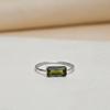 Green Peridot Stacking Ring, 925 Sterling Silver Jewelry, Minimalist Statement Ring for Women