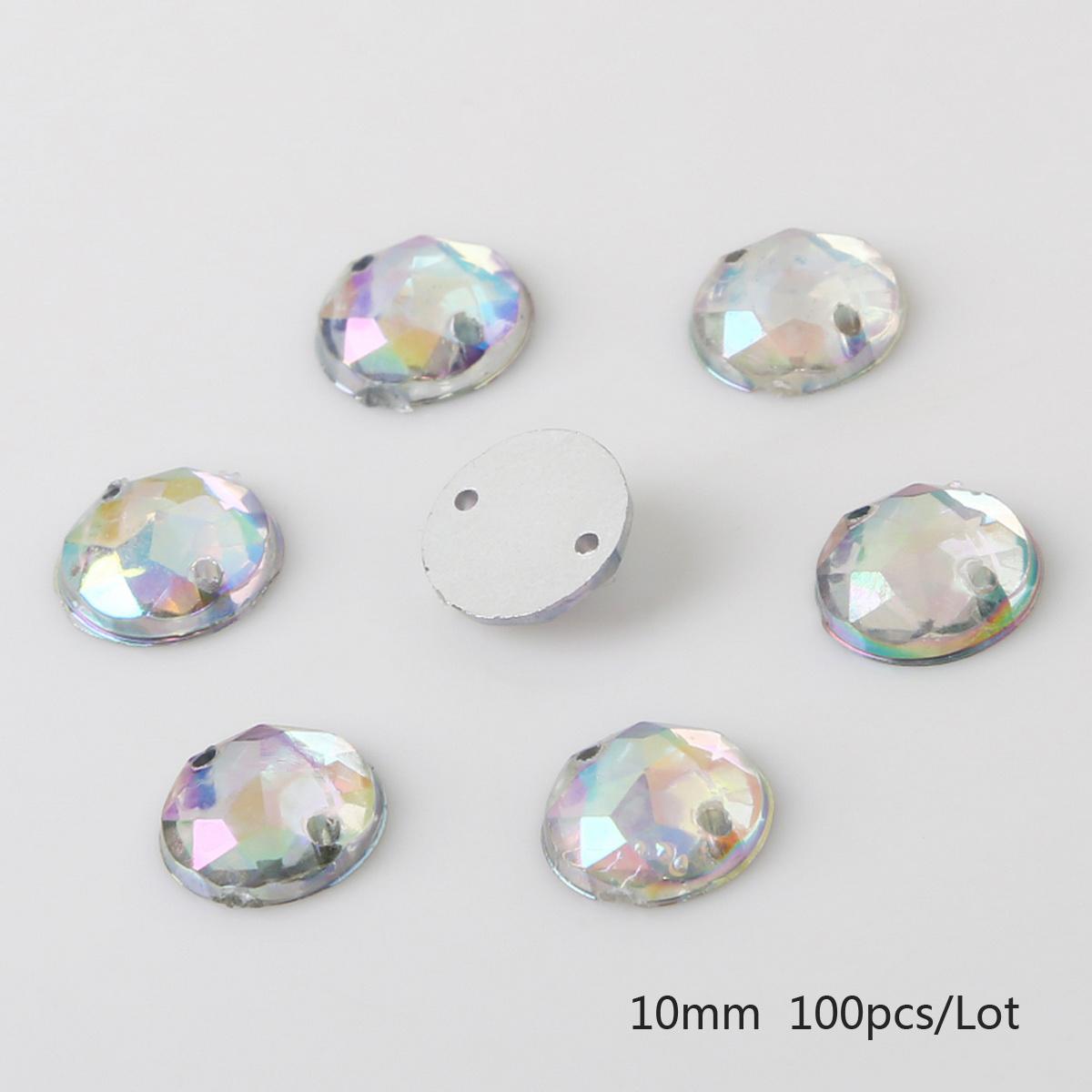 

8/10/12 мм стразы с плоской обратной стороной, круглые акриловые бусины, пришитые стразы, хрустальные камни для рукоделия, украшения для скрапбукинга 10mm 100pcs белый/разноцветный