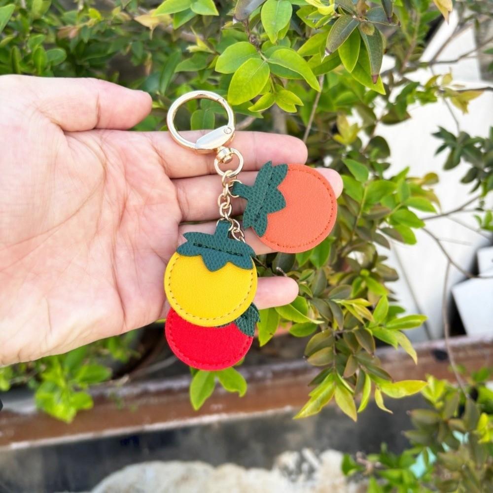 Kreativer Tomaten-Anhänger PU-Leder Oranger Schlüsselanhänger Modischer Obst-Schlüsselanhänger Rucksack-Dekoration