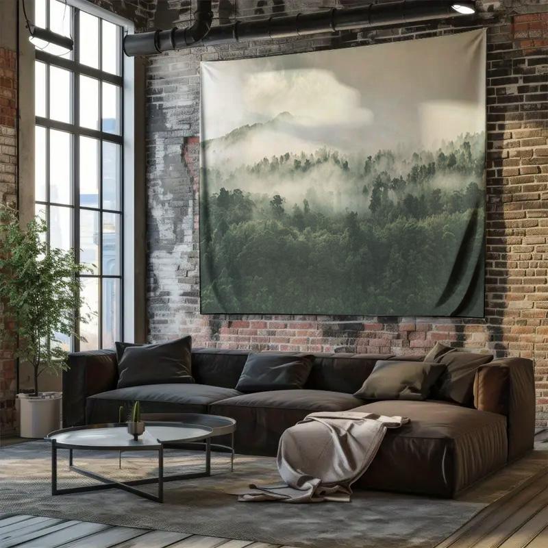 Misty Forest Landscape Hanging Cloth Bedroom Decorative Mural Tapestry Wall Decoration