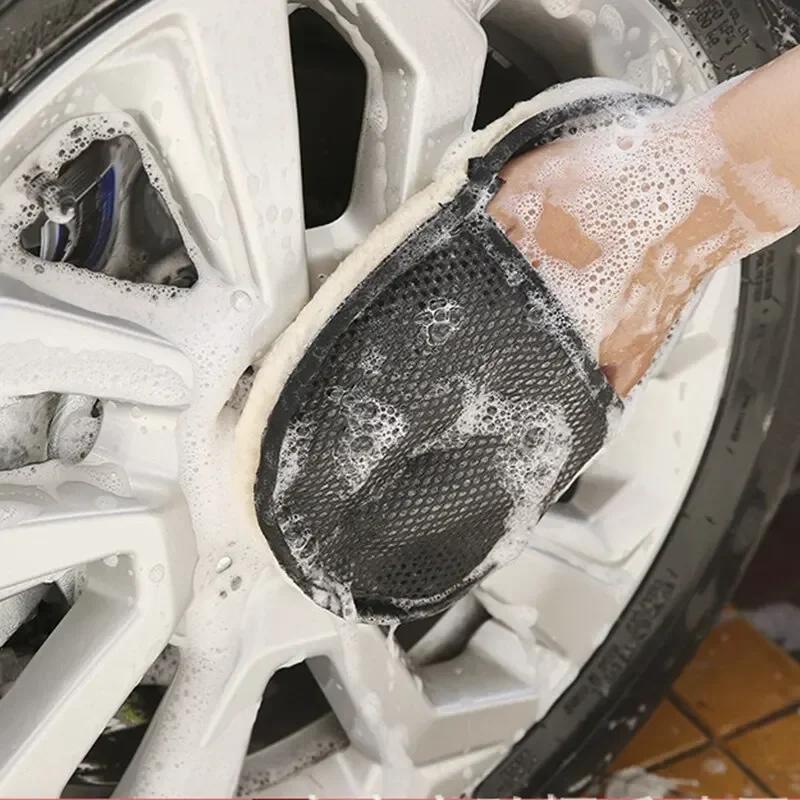 Thickened Fleece-Lined Car Wash Wool Gloves – Cleaning Brush for Cars, Motorcycles & Vehicle Beauty Care