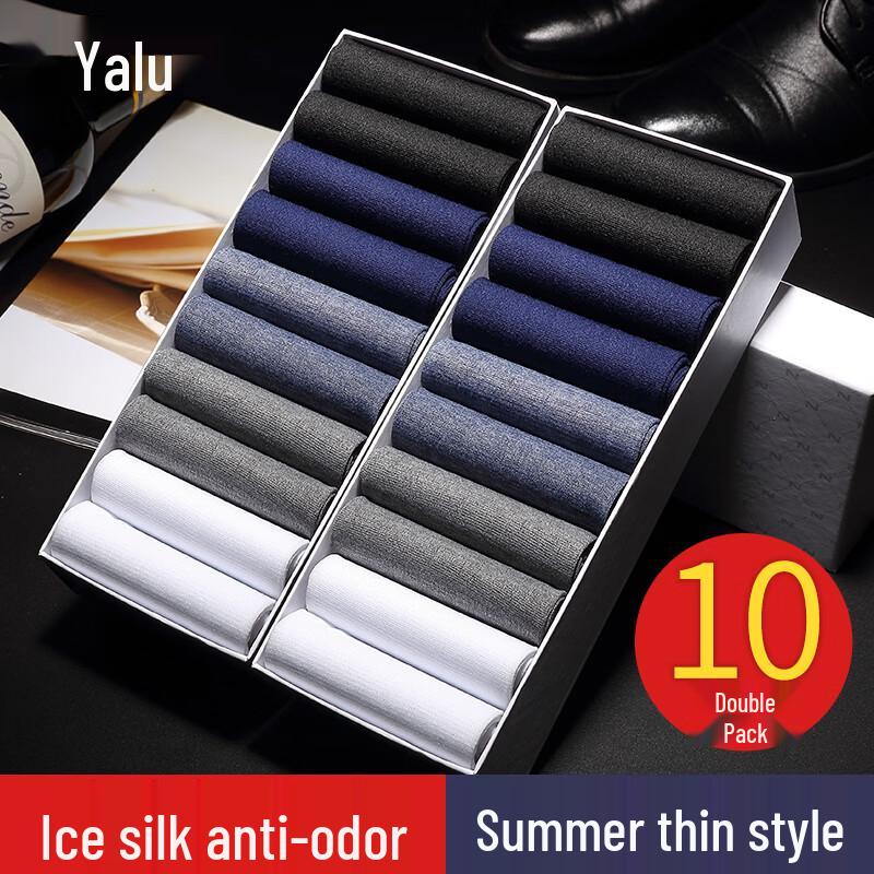 Yalu Men s Ultra-Thin Ice Silk Business Crew Socks One Size