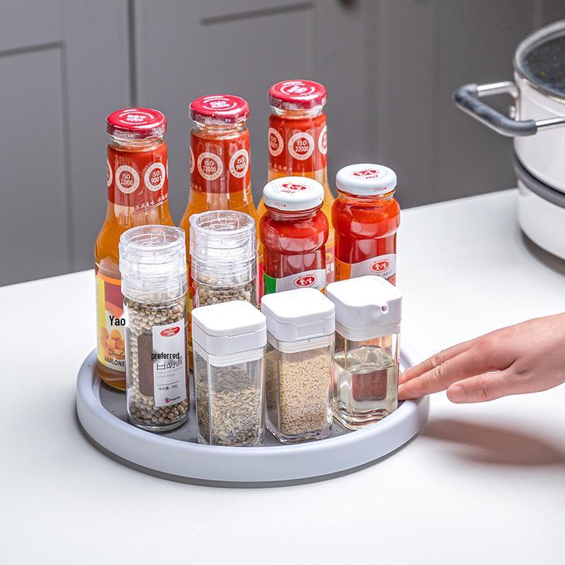 Multifunctional Rotating Storage Rack for Kitchen, Spice, Fruit, Cosmetics - Single, Double, or Triple Layer Tray