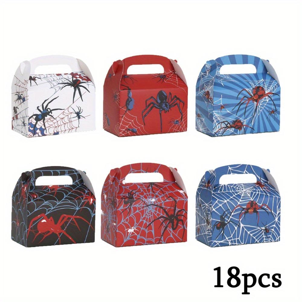 18 ks Krabičky na výslužku na narozeninovou oslavu s pavouky 6 stylů Pavoučí dárky Krabičky na sladkosti s držadly Pavoučí narozeninová dekorace Sáček na cukroví pro párty potřeby