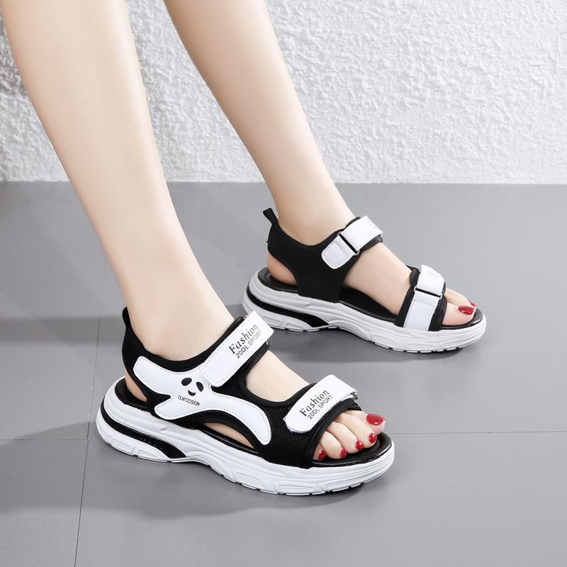 Sandales d'été pour femmes, grandes, mode, velcro, plein air, loisirs, sport, plage, pantoufles