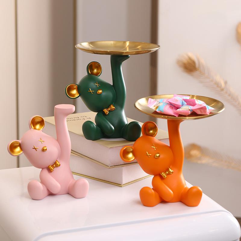 Entrance Key Storage Tray Ornament Living Room Office Desktop Light Luxury Home Honey Bear Tray