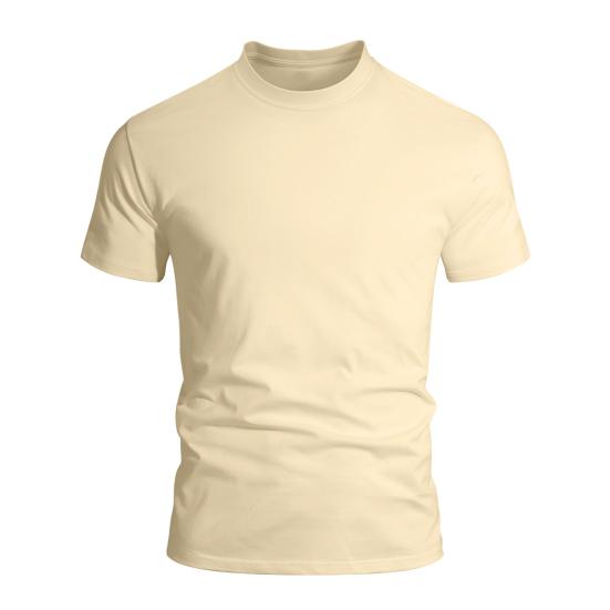 

Men Slim T-Shirt Crew Neck Short Sleeve Summer Tee Casual Solid Color Tee Shirt for Gym Street Beach L абрикосовый