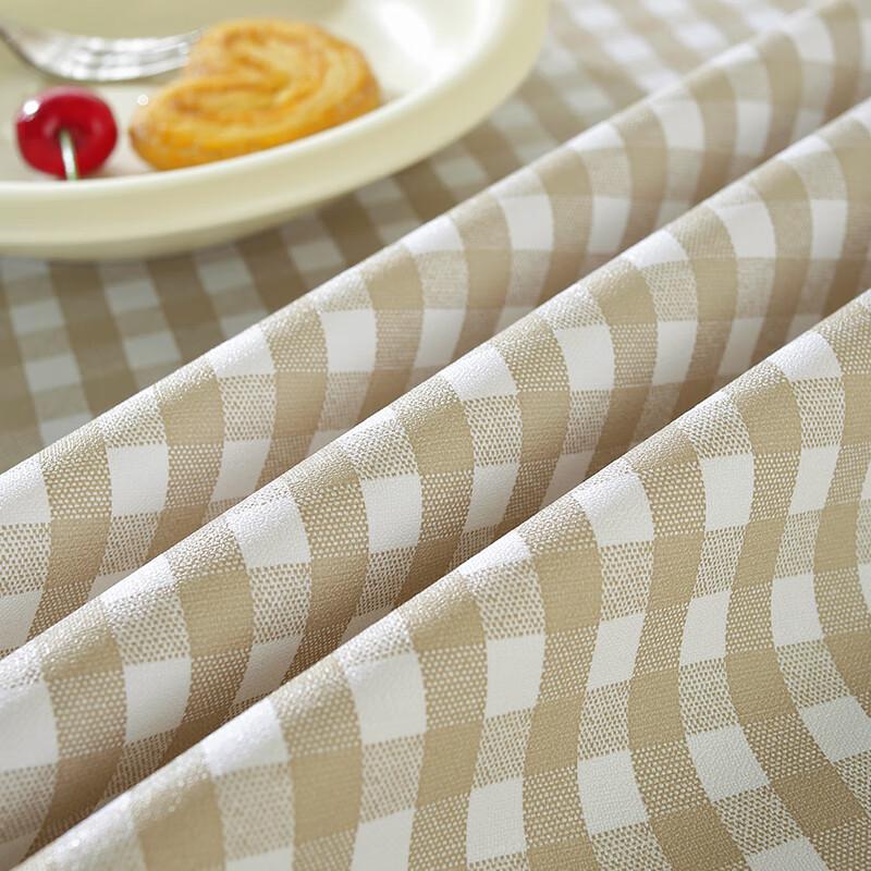 Tablecloth, Waterproof, Oil-Proof, Scald-Resistant, Washable, Heat-Resistant, PVC Table Mat, Light Coffee Square Patter