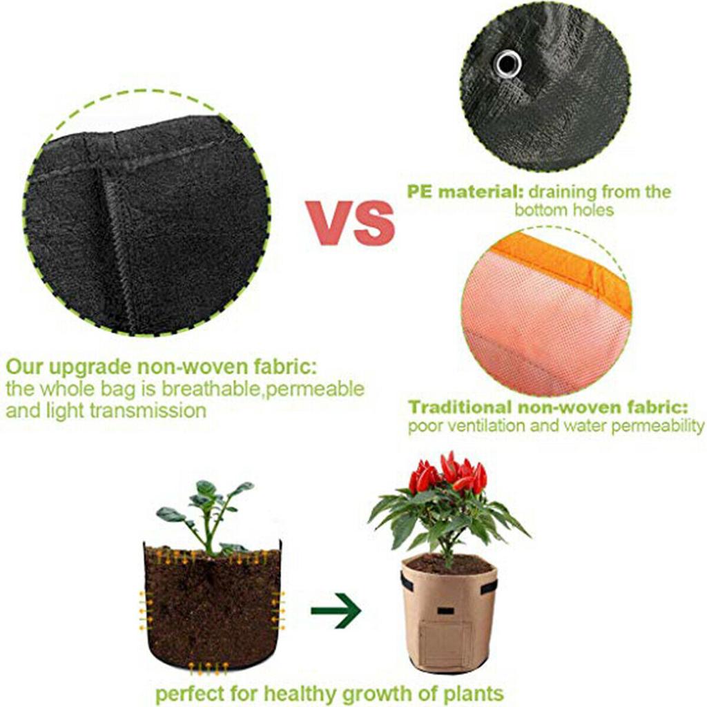 7Gallons Nonwoven Potato Growing Bags Fabric Vegetables Planter Gardening Bags