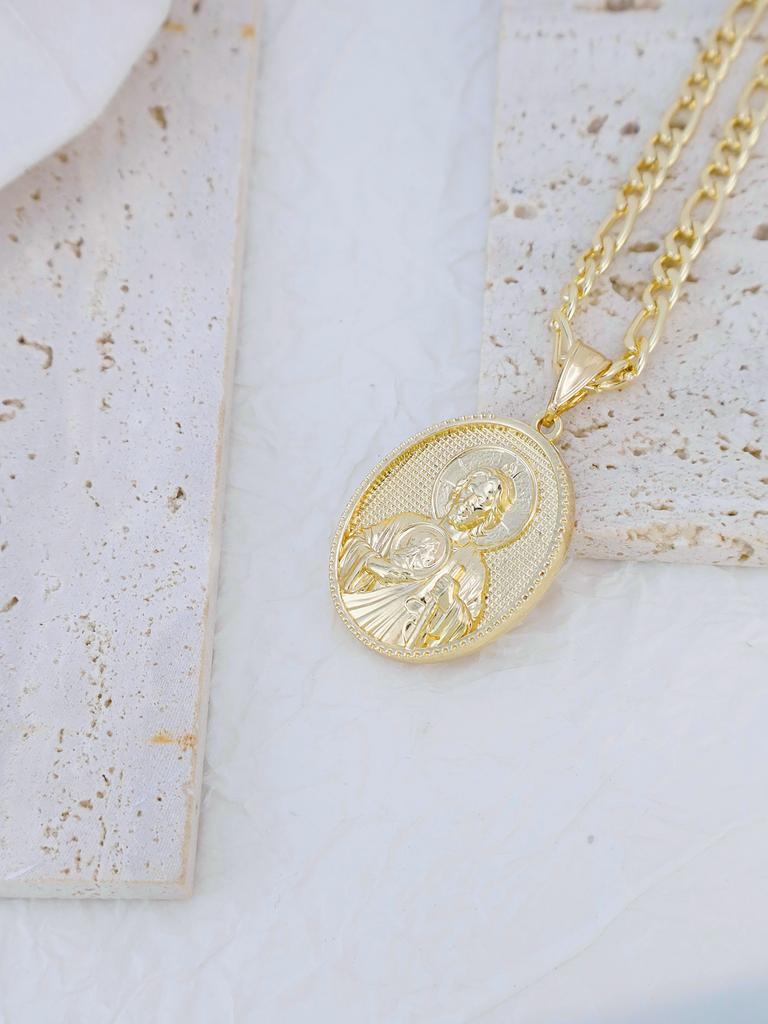 1 Piece 14k Gold Plated Virgin Mary Christ Pendant Necklace St. Jude Joseph Religious Jewelry