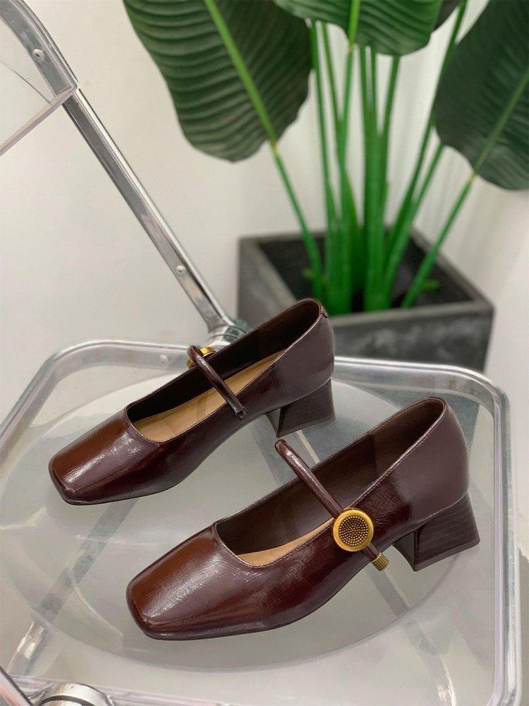 Spring French Evening Breeze Temperament Commuter Shoes New Fairy Thick Heel Mary Jane Small Leather Shoes