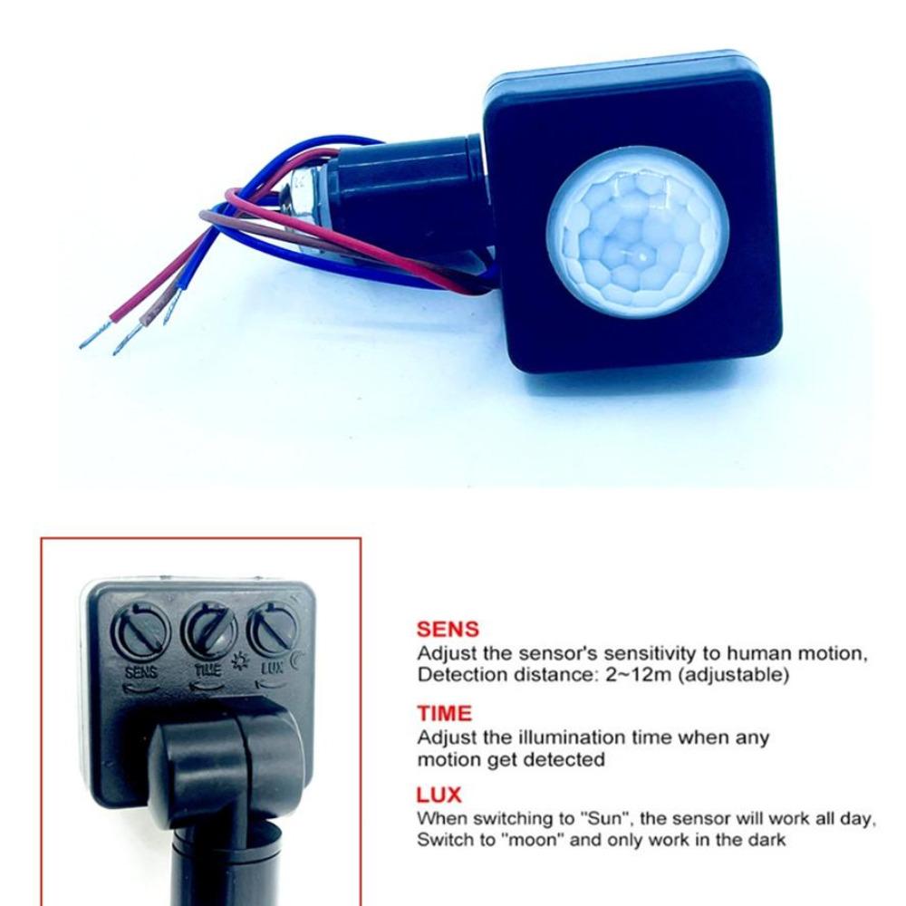 85-265V IP65 Motion Sensor Adjustable PIR Switch Ultrathin LED Flood Light PIR Waterproof Outdoor Motion Sensor Detector