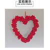 Artificial Rose Wreath Heart Shaped Floral Rose Artificial Garland Door Wreath For Home Party Wedding Valentine's Day Decoration, Red Rose