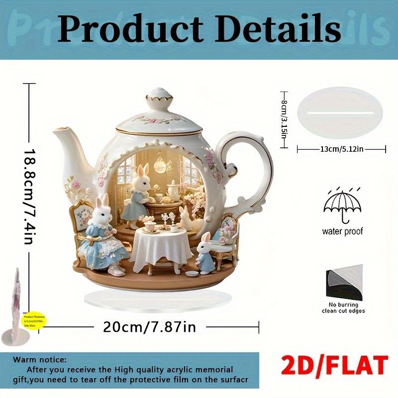

1pcs Rabbit Family Enjoys Afternoon Tea, Multi Functional Desktop Decorations. 2D Plane,. Suitable for Home Decoration