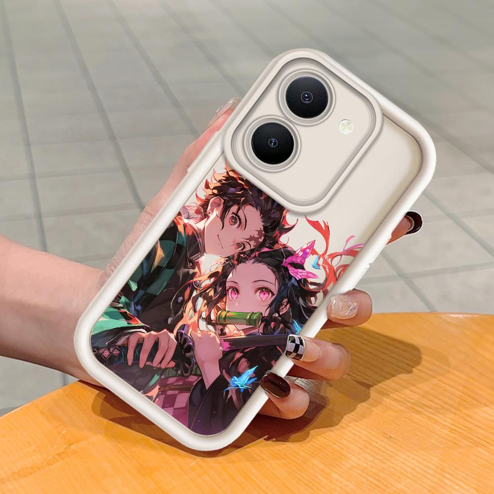 Soft Silicone Square Ladder Printing Pattern Phone Casing Full Cover Camera Shockproof Protection Rubber Case for Vivo