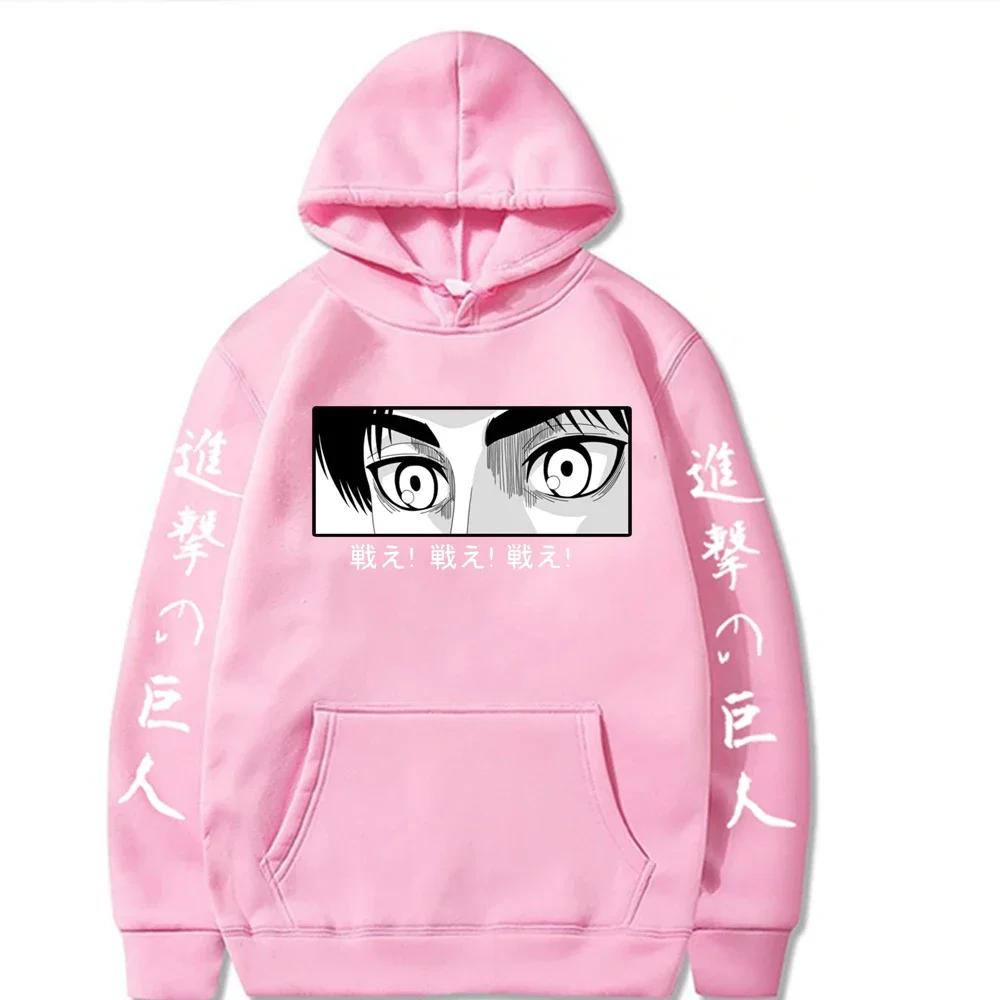 Autumn Men Hoodies Anime Attack on Titan Unisex Long Sleeve Eren Yeager Eyes Pullover Sweatshirts Tops