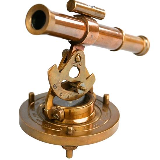 13.97 Cm Brass Alidade Telescope with Compass Nautical Decor Gift.