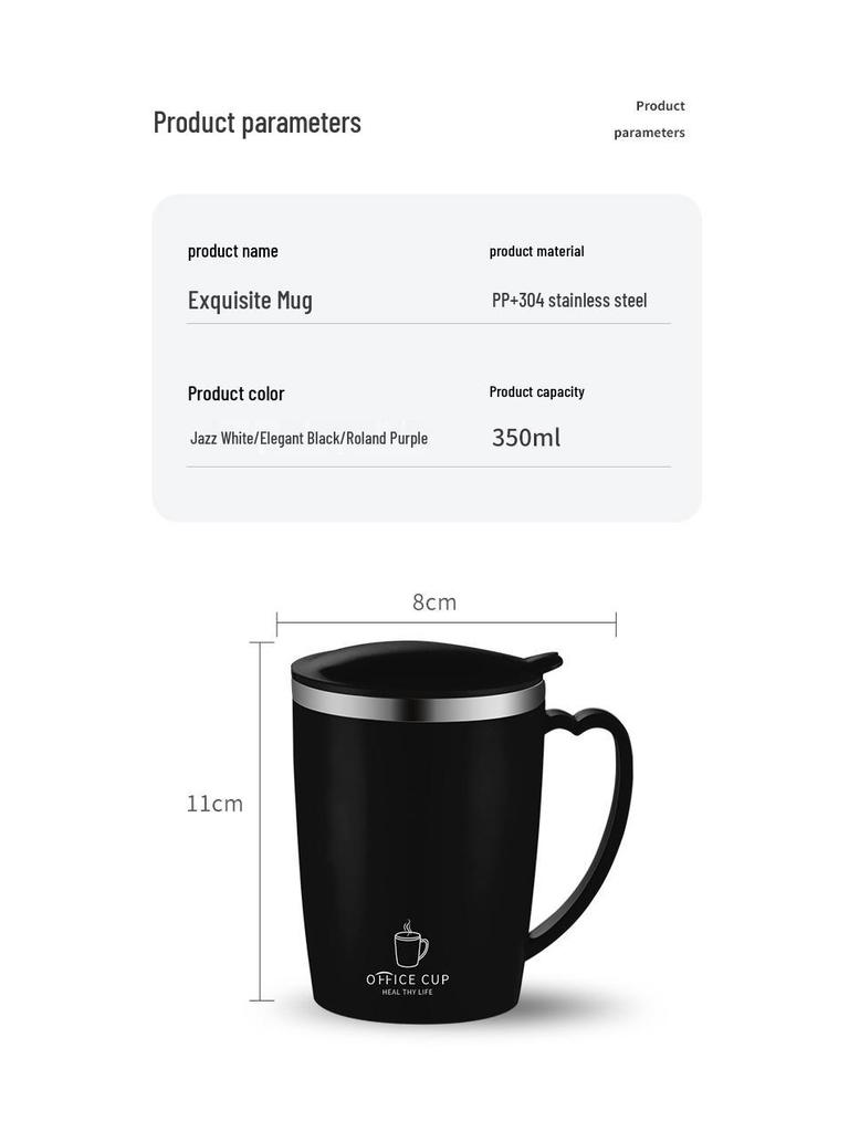 Isolierter Kaffeebecher aus 304 Edelstahl mit Deckel - Doppelschichtig, tragbar, farbiger Becher für Büro- oder Außengebrauch.