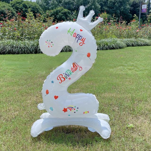 32 Inch Standing White Number Balloons Birthday Decoration Balloons Kids Birthday First Party Girl Banquet Shower Baby Decor 