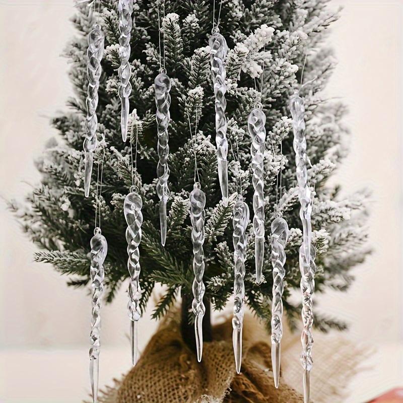 Crystal Clear Christmas Tree Ornaments Icicle Decorations For Holiday & Winter Party Decor Holiday Decorations