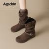 Pile boots new autumn merard western retro beacon short boots medium tube martin boots