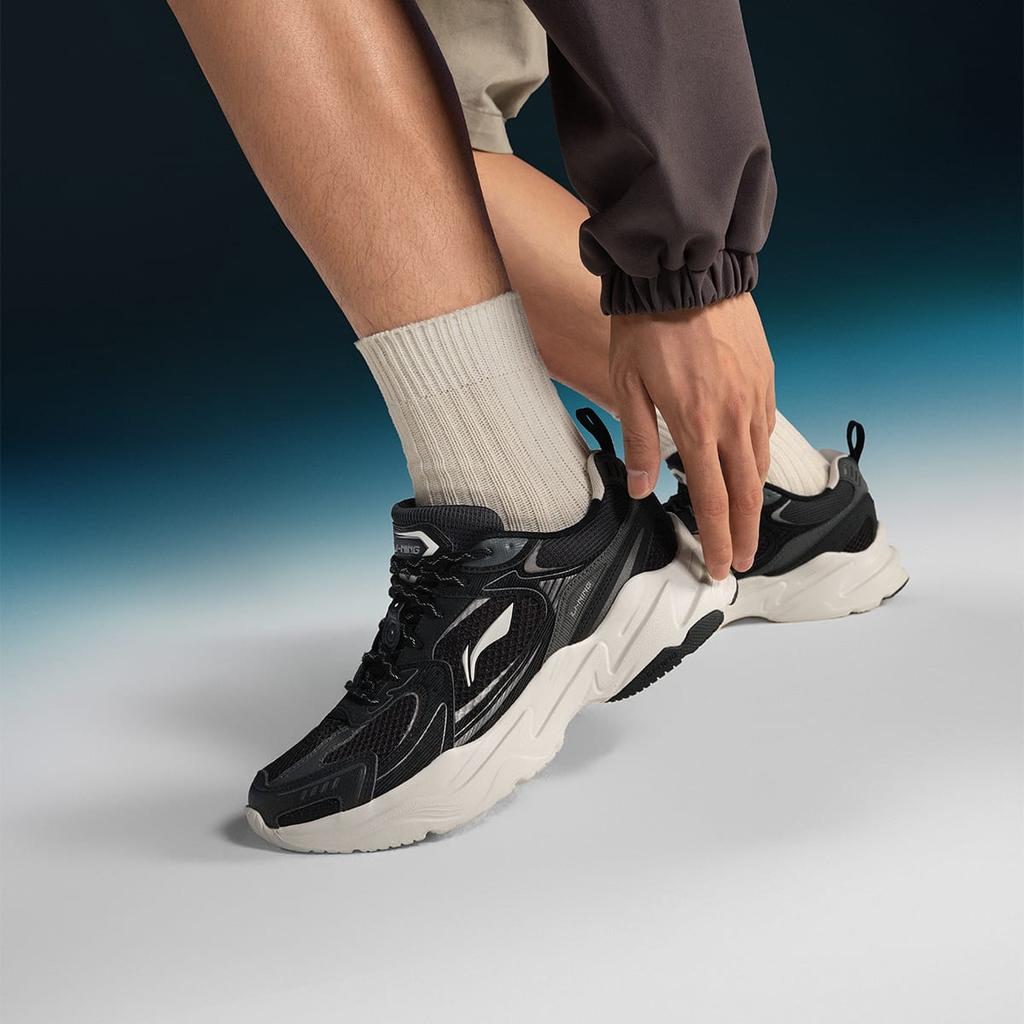 Li Ning Shooting Stars 2K Cushioning Slip Resistant Abrasion Resistant Support Low top Chunky Sneakers Men's Black AGCU329-2