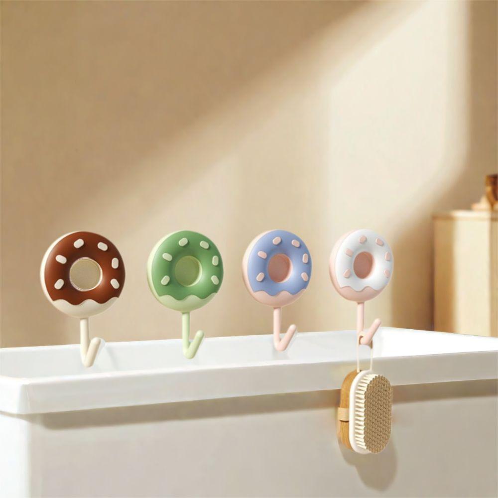 6Pcs Self-adhesive Donut Shape Hooks Wall Mounted Clothes Hanger Creative Key Holder  for Home