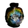 Autumn 3D Cute Cat Printed Hoodies Fashionable Casual Sports Long Sleeved Men's Hooded Sweatshirts