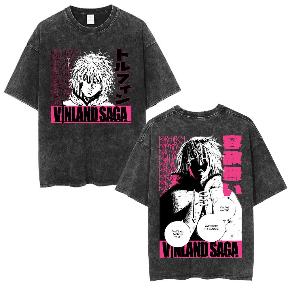 

Anime Vinland Saga Vintage Washed T Shirt Manga Thorfinn Karlsefni Graphic Tshirt Mens Women Clothing Cotton Oversized Tshirts S