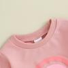 2PCS Baby Girls Fall Outfits Long Sleeve Rainbow Print Sweatshirt + Pants Set Toddler Clothes