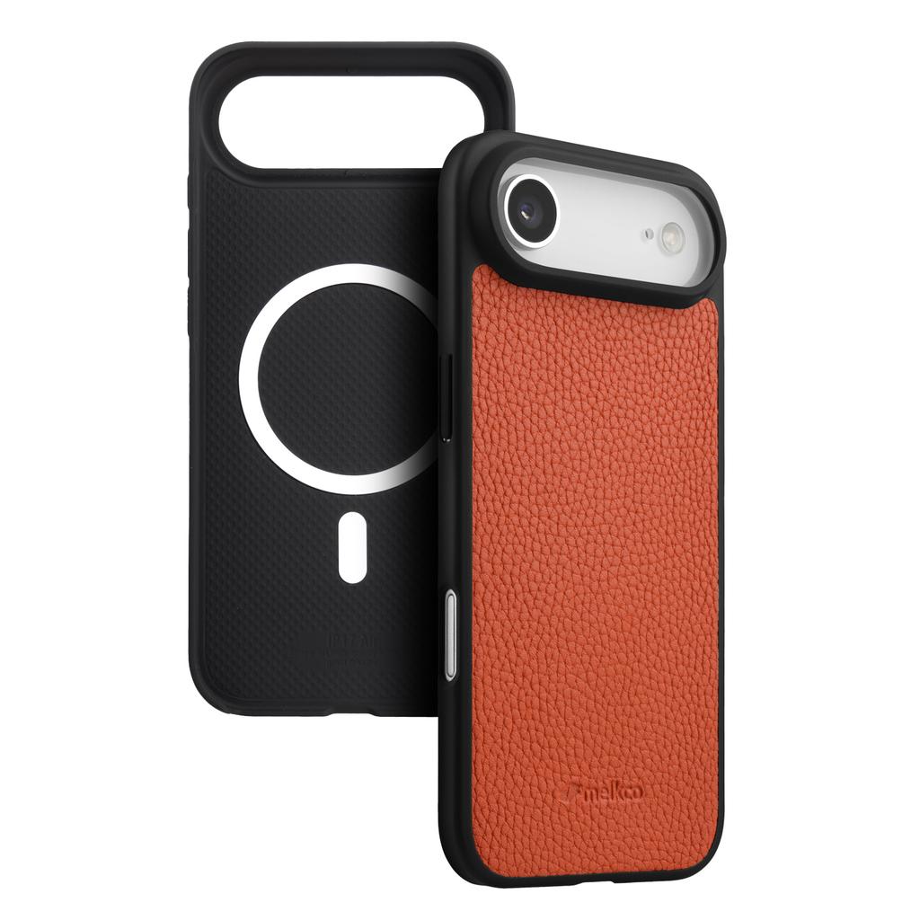 MELKCO For iPhone Air Case Compatible with MagSafe Ultra Thin Genuine Cow Leather + PC Phone Cover
