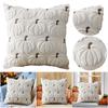 Halloween Pumpkin Soft Faux Fur Pillow Covers Embroidery Fluffy Plush Accent Pillow Cases Cushion Cover for Sofa Couch Farmhouse