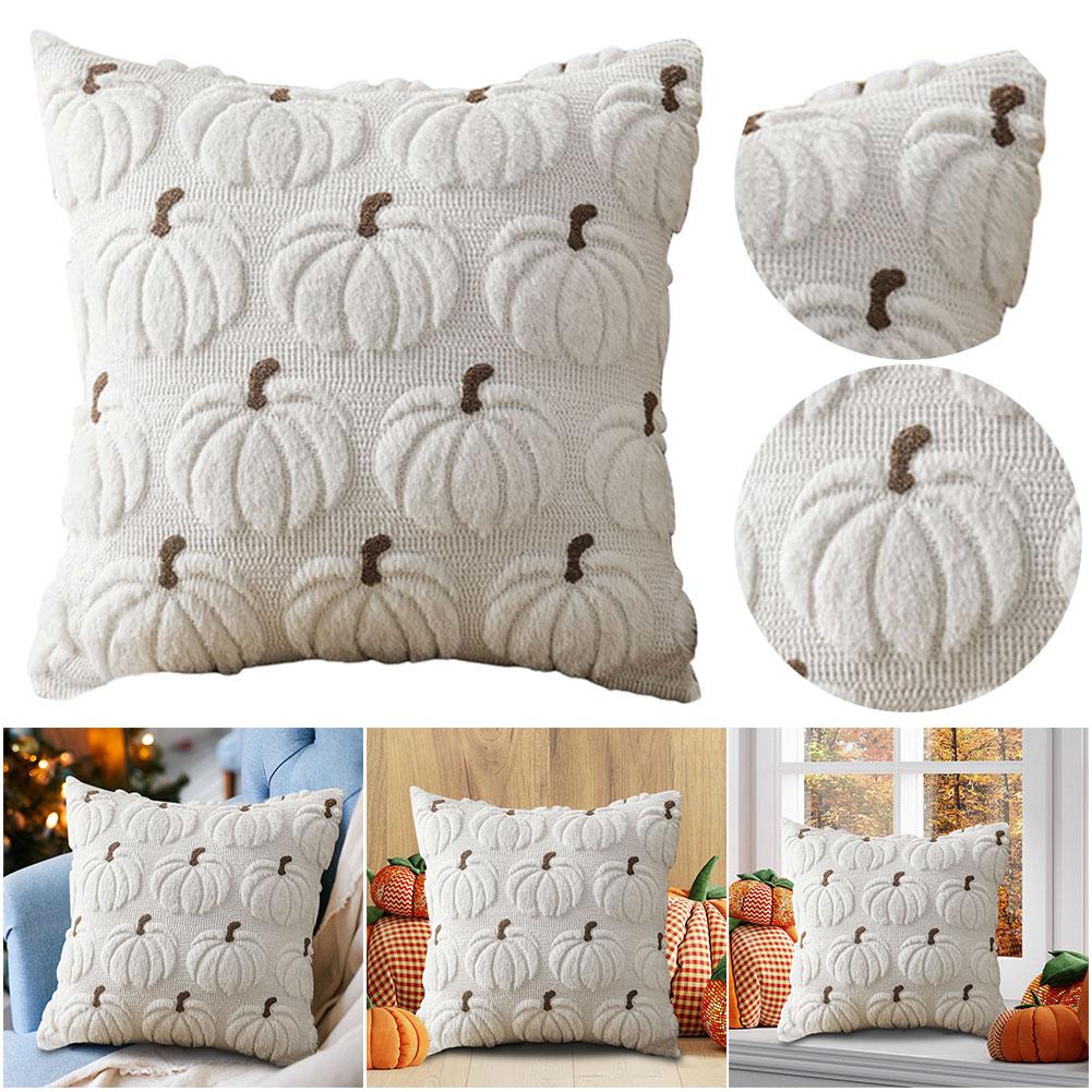 1/2Pcs Halloween Pumpkin Fall Throw Pillow Covers Faux Fur Pillow Covers Accent Pillowcase for Living Room Bedroom Halloween