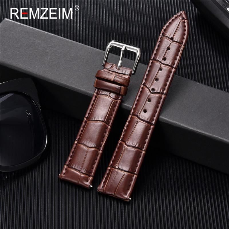 Calfskin Leather Watch Strap 16mm 18mm 20mm 22mm 24mm Watchband for Women Men Watch Accessories Solid Buckle Black Brown