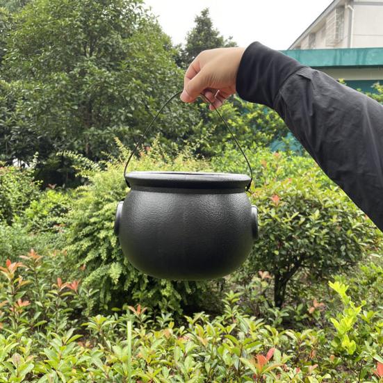 Halloween Hexenkessel, großer schwarzer Kunststoff Hexenkessel, Halloween Topf Süßigkeitenhalter, gruselige Partydekoration