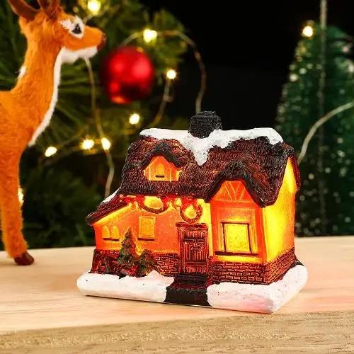 Glowing Christmas Cabin House with Led Lights Christmas Story Village Houses Festival Ornament Christmas Atmospheres Decor Props