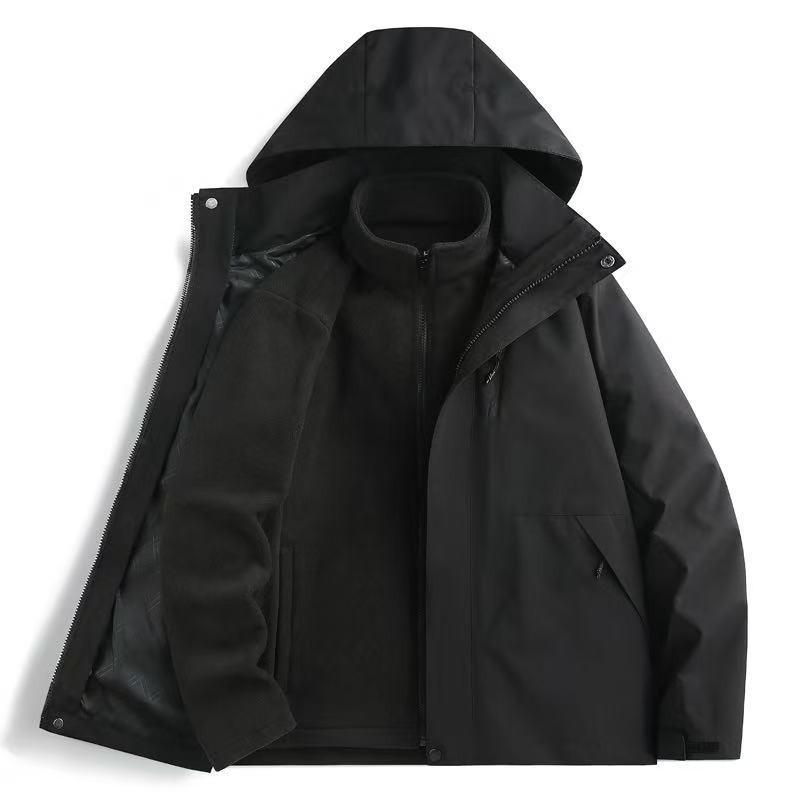 Unisex 3-in-1 Detachable Fleece-Lined Waterproof Windproof Outdoor Jacket Hiking Camping Skiing Fall Winter