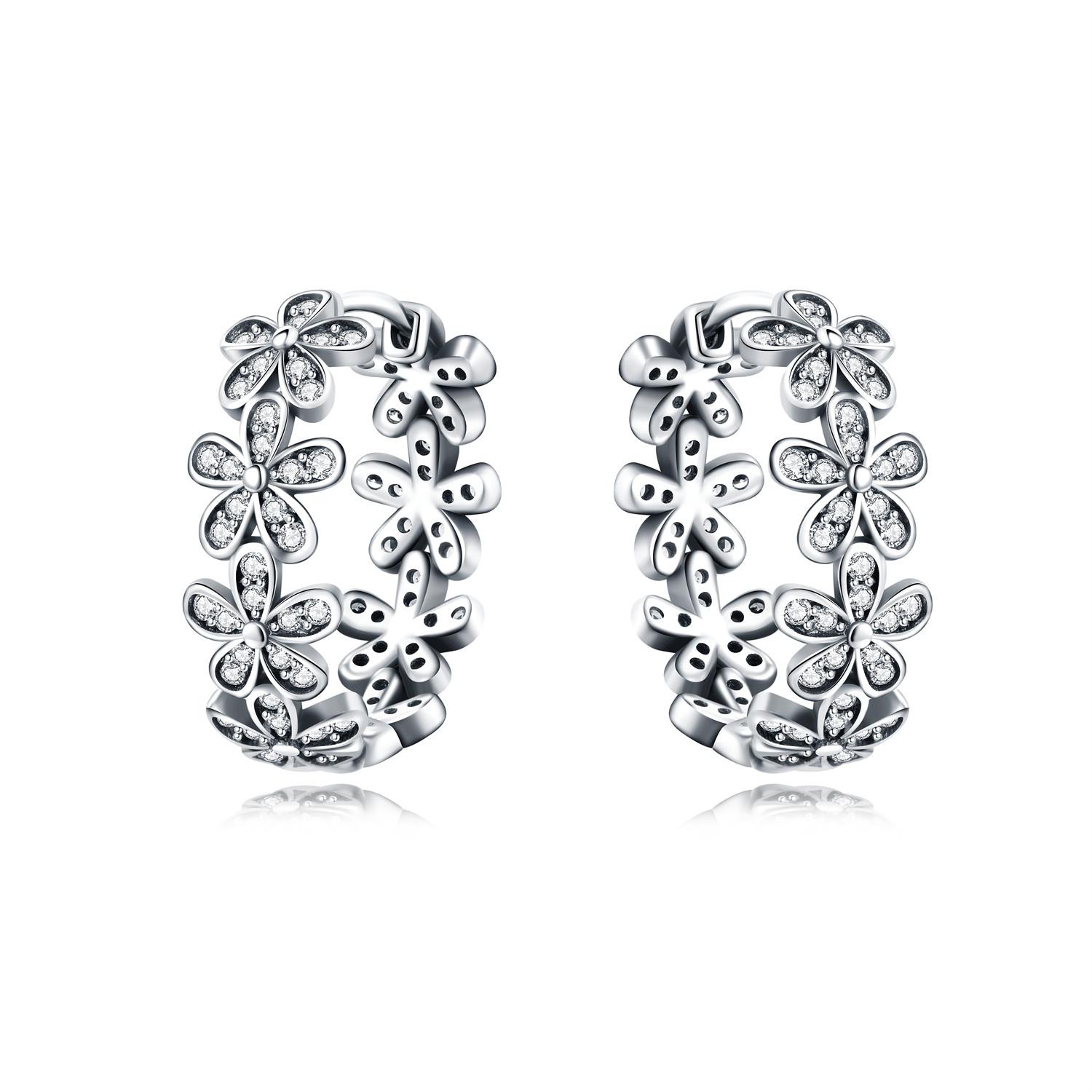 

S925 Sterling Silver Vintage Daisy Flower Earrings Hoop Earrings Women Jewelry Original Trendy Anniversary Gifts