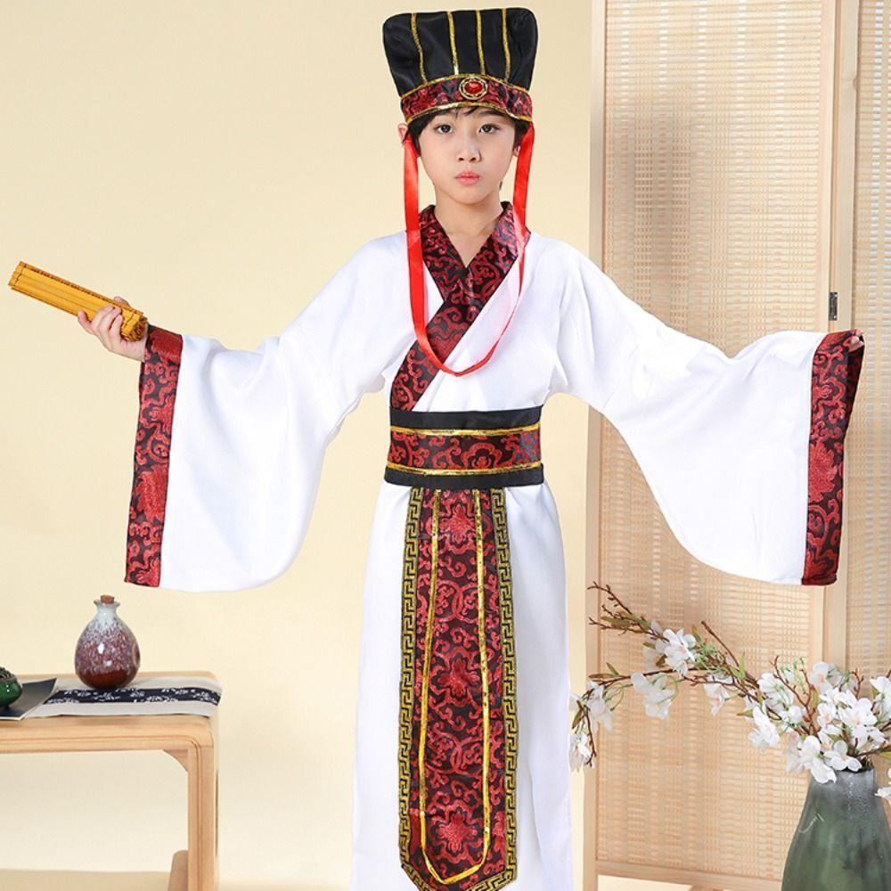 

Красный Традиционный Детский Ханьфу Китайский Китайский Обычаи Традиционное Кимоно Косплей 110cm красный