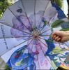 16 bone three-fold gold glue hand open wooden handle oil painting umbrella sun protection UV protection umbrella