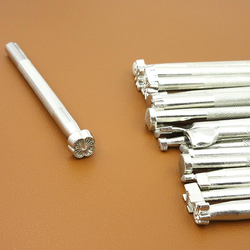 Leather Stamp Printing Tool Kit 20 Pieces Steel Carving Punch Tools for Leather Crafting Projects Including Wallets Belts Bags